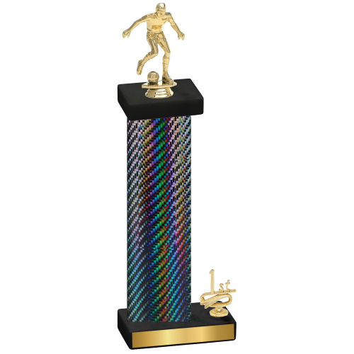 Accented Single Black Carbon Fiber First Place Soccer Trophy