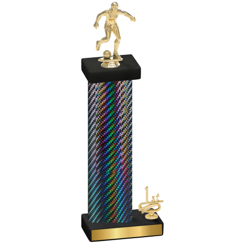 Accented Single Black Carbon Fiber First Place Soccer Trophy