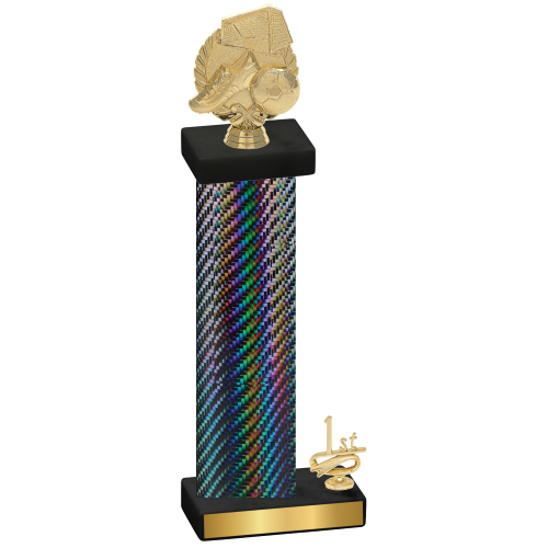 Accented Single Black Carbon Fiber First Place Soccer Trophy