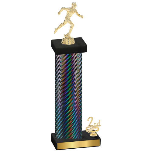 Accented Single Black Carbon Fiber Second Place Running Trophy