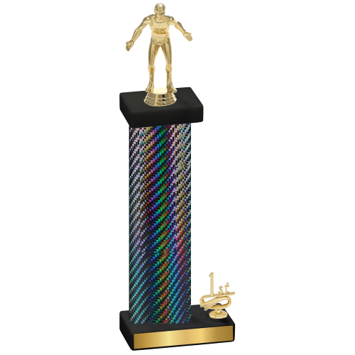 Accented Single Black Carbon Fiber First Place Wrestling Trophy