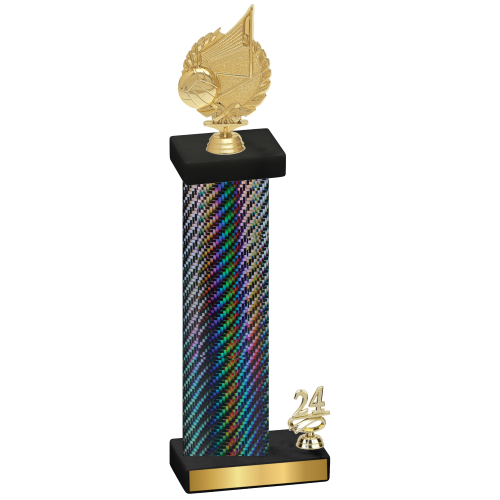 Accented Single Black Carbon Fiber Year Volleyball Trophy