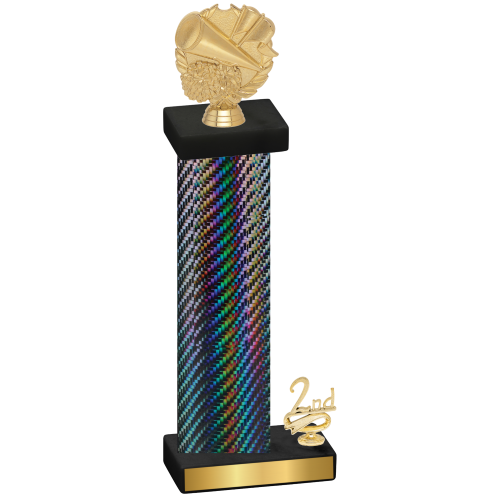 Accented Single Black Carbon Fiber Second Place Cheerleading Trophy
