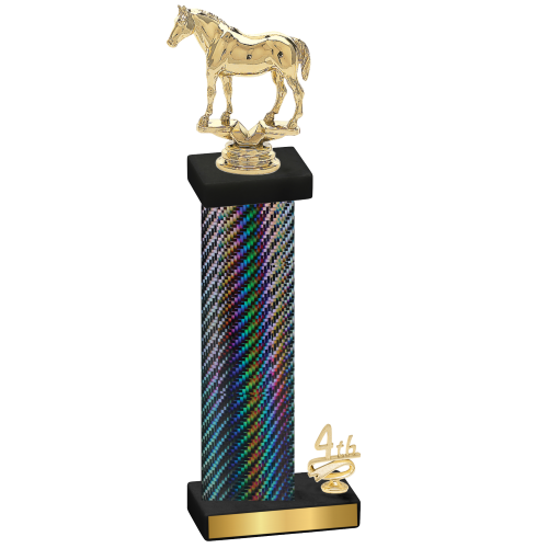 Accented Single Black Carbon Fiber Fourth Place Horses Trophy