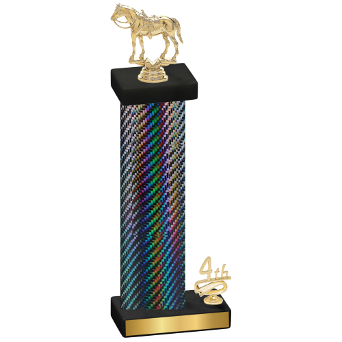 Accented Single Black Carbon Fiber Fourth Place Horses Trophy