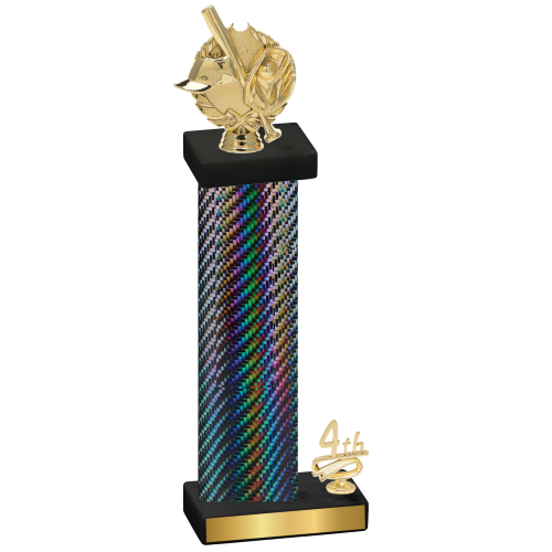 Accented Single Black Carbon Fiber Fourth Place Baseball Trophy