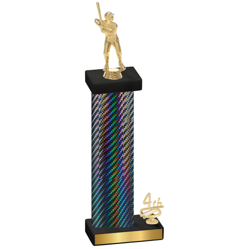 Accented Single Black Carbon Fiber Fourth Place Baseball Trophy