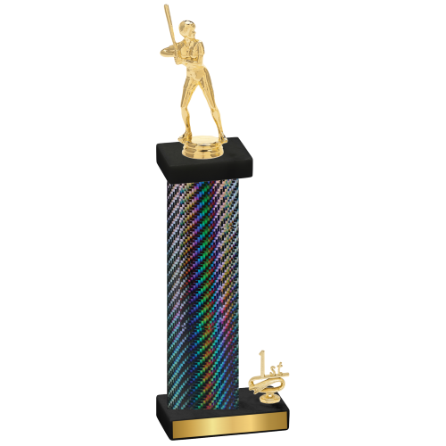 Accented Single Black Carbon Fiber First Place Softball Trophy