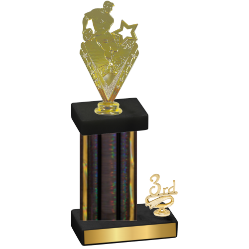 Accented Single Black Glacier Third Place Rugby Trophy