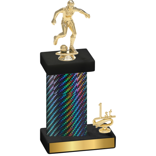 Accented Single Black Carbon Fiber First Place Soccer Trophy