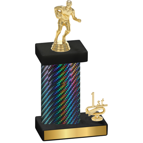 Accented Single Black Carbon Fiber First Place Rugby Trophy