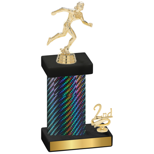 Accented Single Black Carbon Fiber Second Place Running Trophy