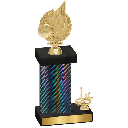 Accented Single Black Carbon Fiber First Place Volleyball Trophy
