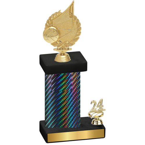 Accented Single Black Carbon Fiber Year Volleyball Trophy