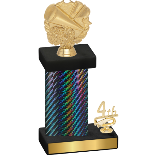 Accented Single Black Carbon Fiber Fourth Place Cheerleading Trophy