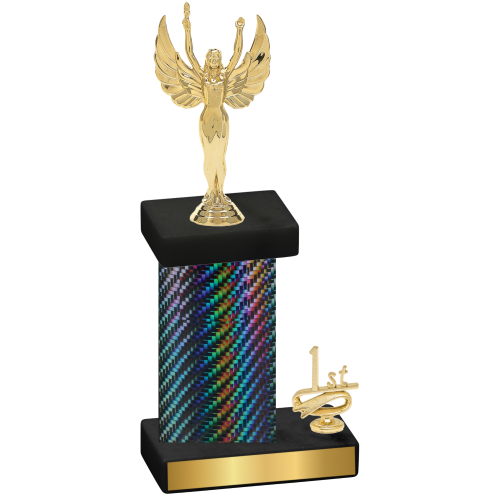 Accented Single Black Carbon Fiber First Place Victory Trophy