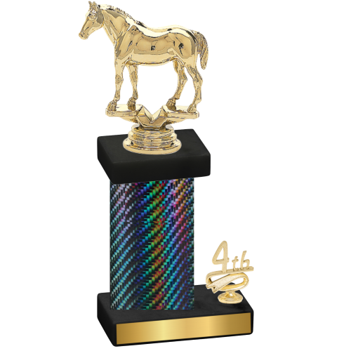 Accented Single Black Carbon Fiber Fourth Place Horses Trophy