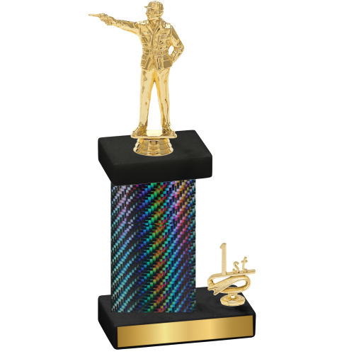 Accented Single Black Carbon Fiber First Place Shooter Trophy
