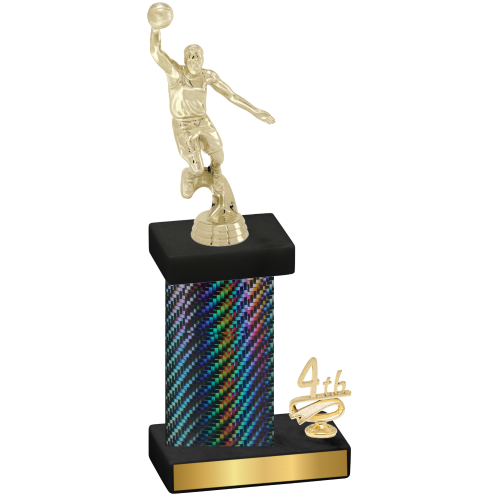 Accented Single Black Carbon Fiber Fourth Place Basketball Trophy