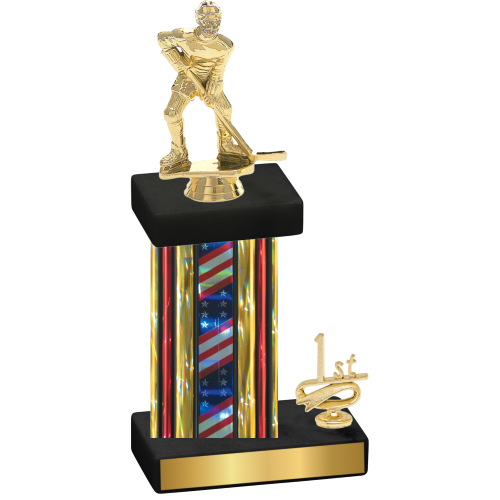 Accented Single Flag USA First Place Hockey Trophy
