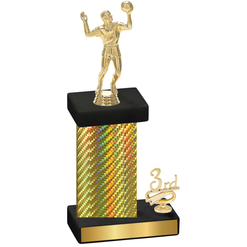 Accented Single Gold Carbon Fiber Third Place Volleyball Trophy