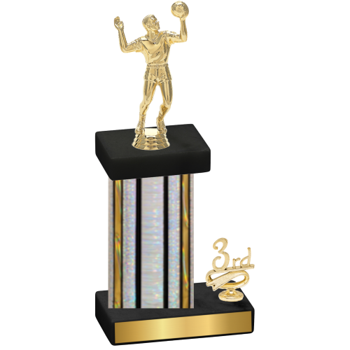 Accented Single Silver Glacier Third Place Volleyball Trophy