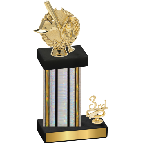 Accented Single Silver Glacier Third Place Baseball Trophy