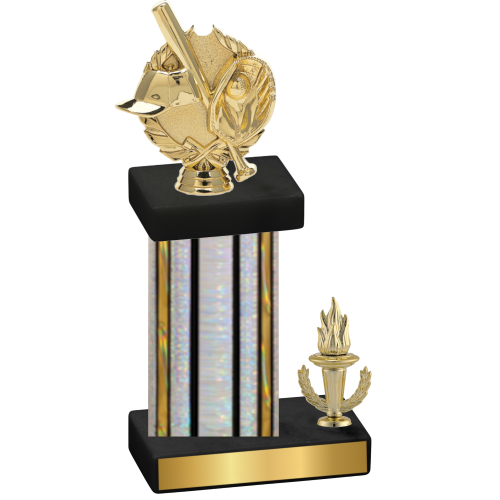 Accented Single Silver Glacier Victory Baseball Trophy