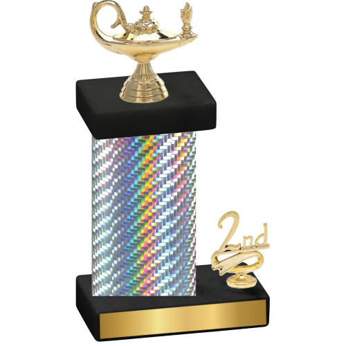 Accented Single Silver Carbon Fiber Second Place Academics Trophy