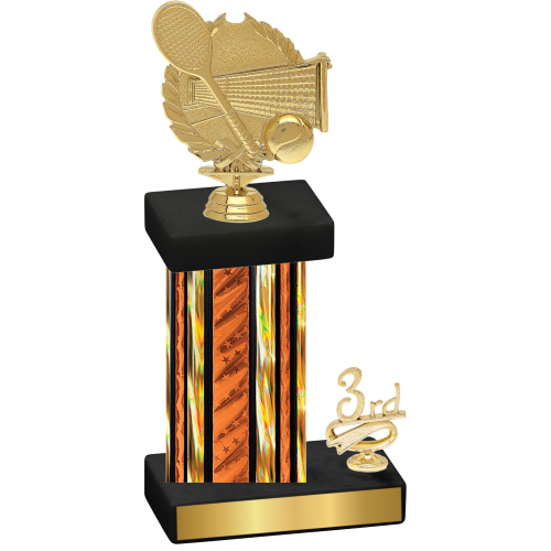 Accented Single Orange Glacier Third Place Tennis Trophy