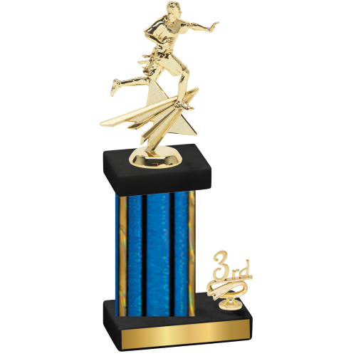 Accented Single Blue Glacier Third Place Flag Football Trophy