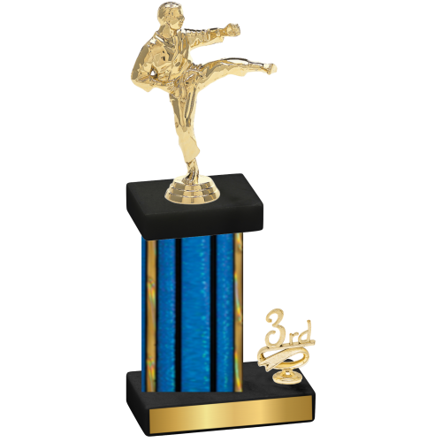 Accented Single Blue Glacier Third Place Karate Trophy