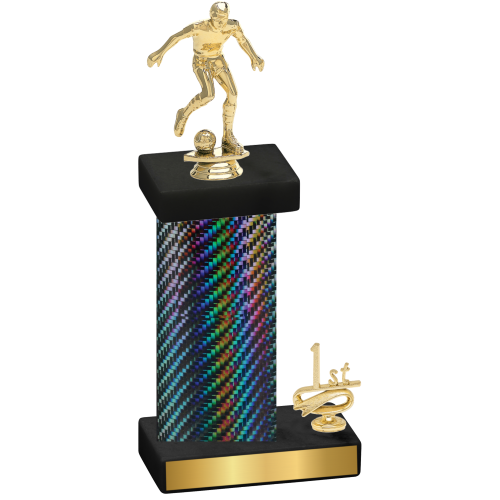 Accented Single Black Carbon Fiber First Place Soccer Trophy