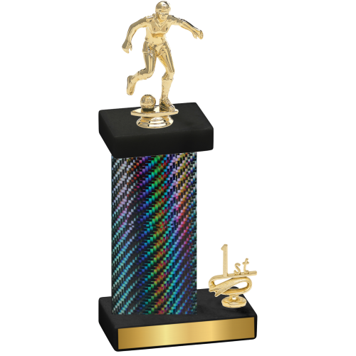Accented Single Black Carbon Fiber First Place Soccer Trophy