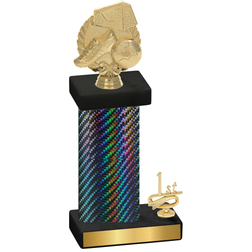 Accented Single Black Carbon Fiber First Place Soccer Trophy
