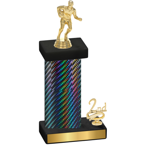 Accented Single Black Carbon Fiber Second Place Rugby Trophy