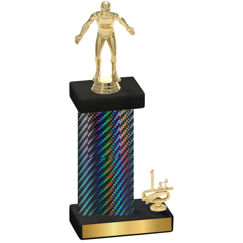 Accented Single Black Carbon Fiber First Place Wrestling Trophy