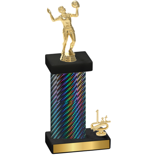 Accented Single Black Carbon Fiber First Place Volleyball Trophy