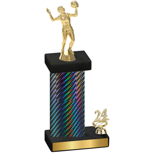 Accented Single Black Carbon Fiber Year Volleyball Trophy