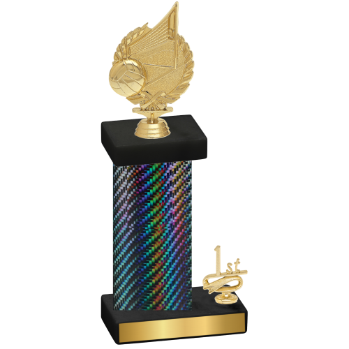 Accented Single Black Carbon Fiber First Place Volleyball Trophy