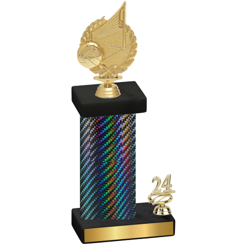 Accented Single Black Carbon Fiber Year Volleyball Trophy