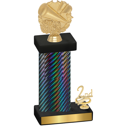 Accented Single Black Carbon Fiber Second Place Cheerleading Trophy