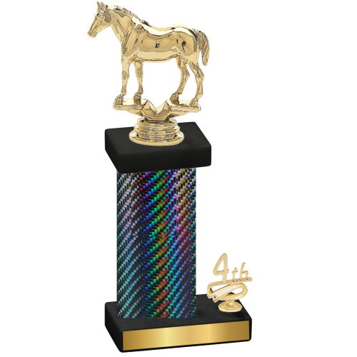 Accented Single Black Carbon Fiber Fourth Place Horses Trophy