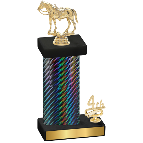 Accented Single Black Carbon Fiber Fourth Place Horses Trophy