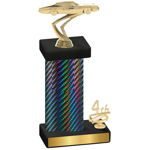 Accented Single Black Carbon Fiber Fourth Place Cars Trophy