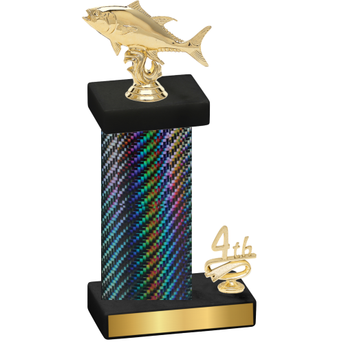 Accented Single Black Carbon Fiber Fourth Place Fishing Trophy
