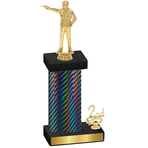 Accented Single Black Carbon Fiber Second Place Shooter Trophy
