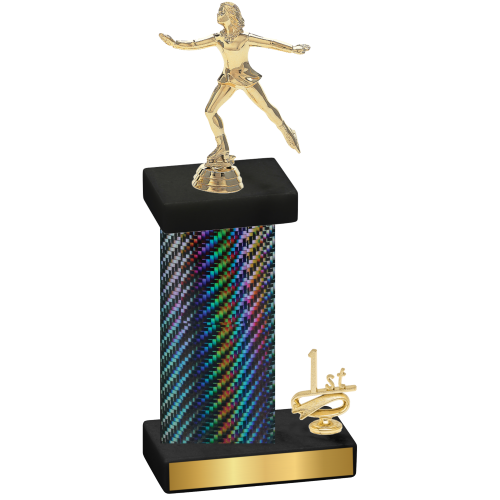 Accented Single Black Carbon Fiber First Place Skater Trophy