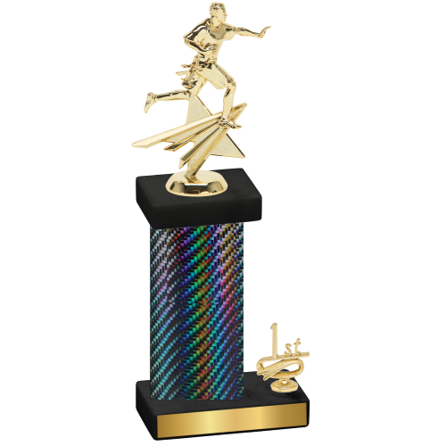 Accented Single Black Carbon Fiber First Place Flag Football Trophy
