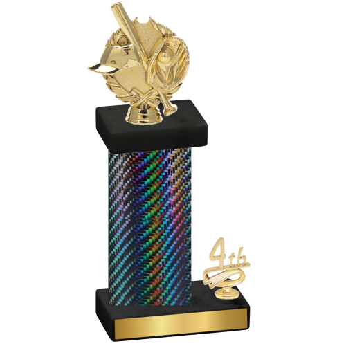 Accented Single Black Carbon Fiber Fourth Place Baseball Trophy